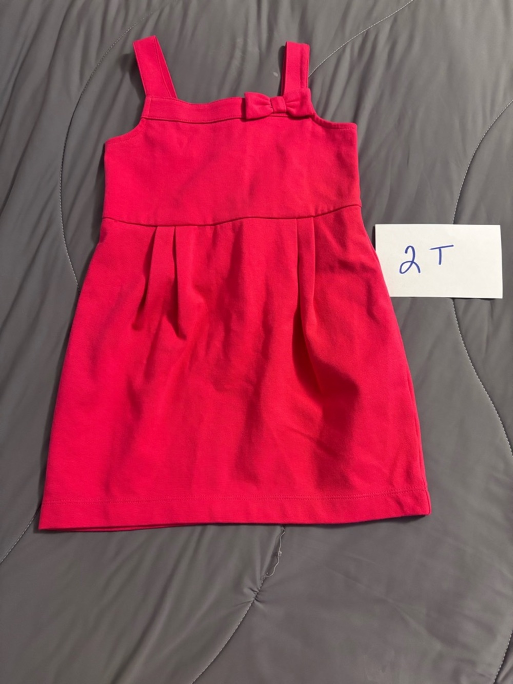 Girls Pink Bow Tank Dress - Unbranded